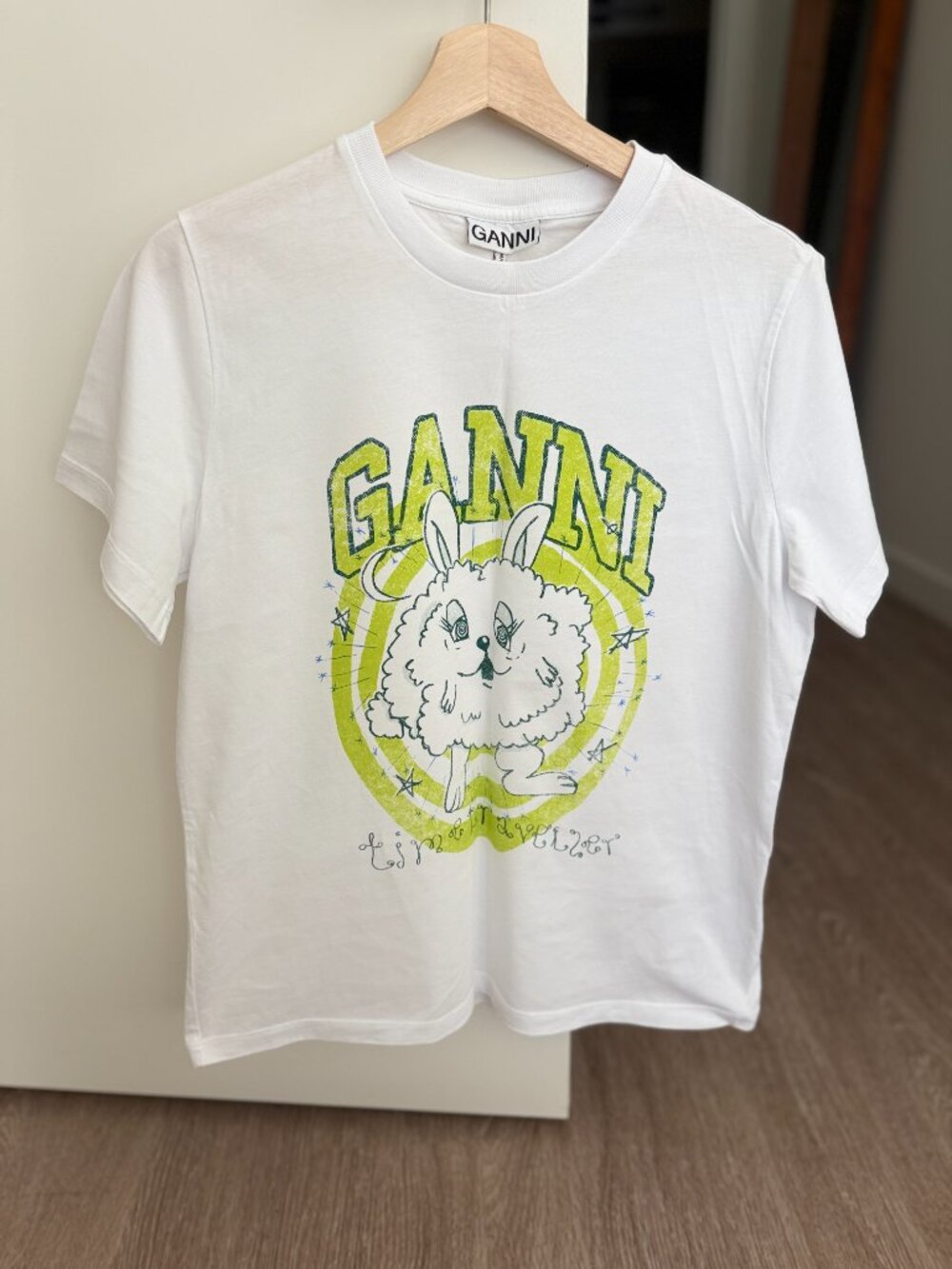 Ganni White Fun Bunny Print T- Shirt